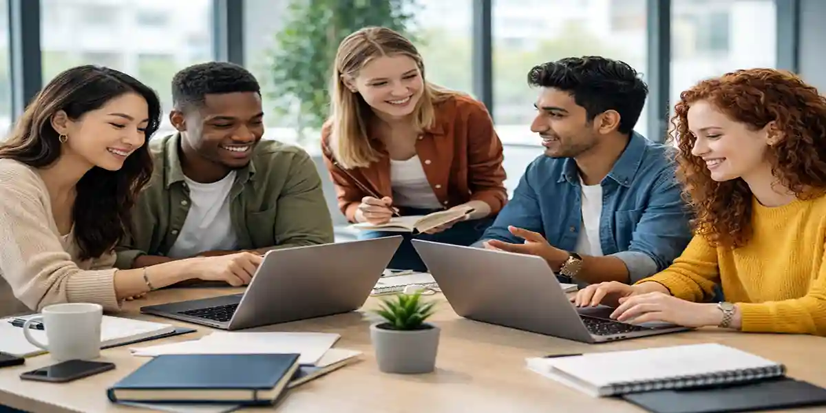 A collage of corporate logos from top companies like Google, Goldman Sachs, Mayo Clinic, and Boeing with interns in modern office settings