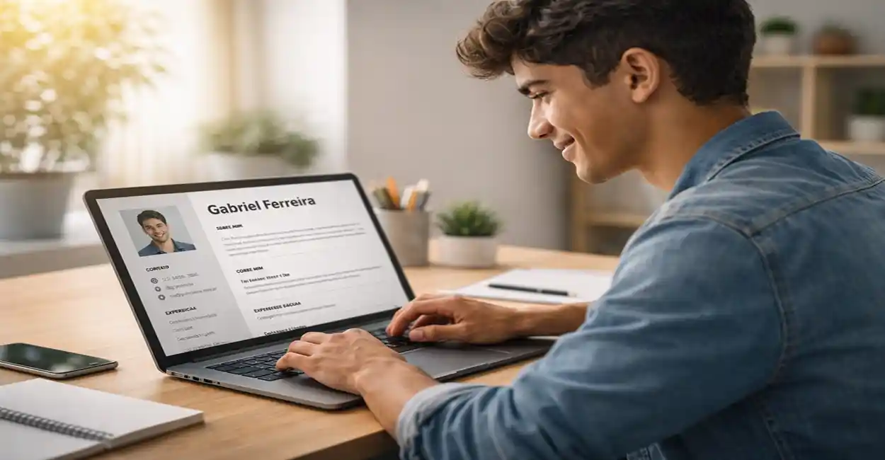 Persona creando su hoja de vida en una computadora