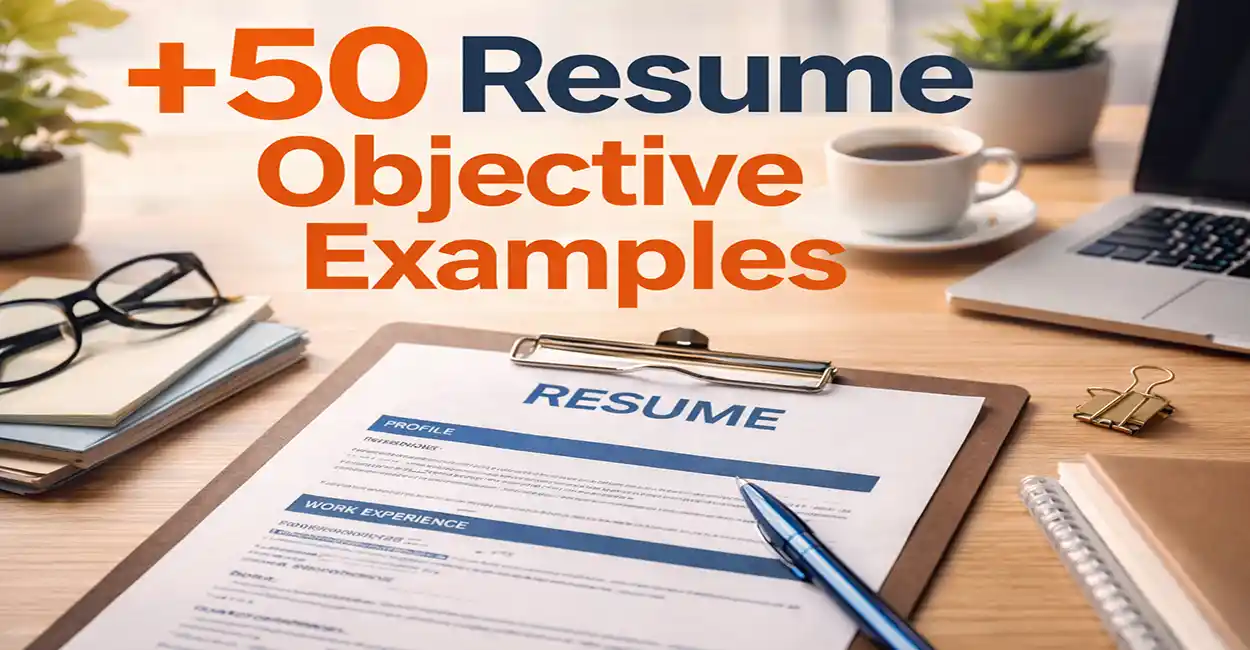 Person writing a career objective on a resume with a pen, surrounded by example note cards