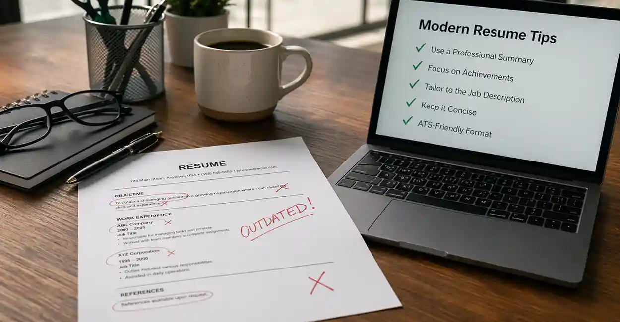 Outdated resume vs modern resume comparison - professional document evolution