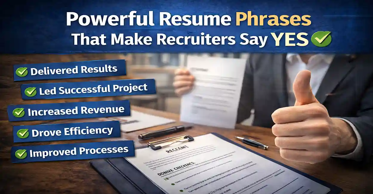 Resume document with highlighted action verbs and power words - professional career advice