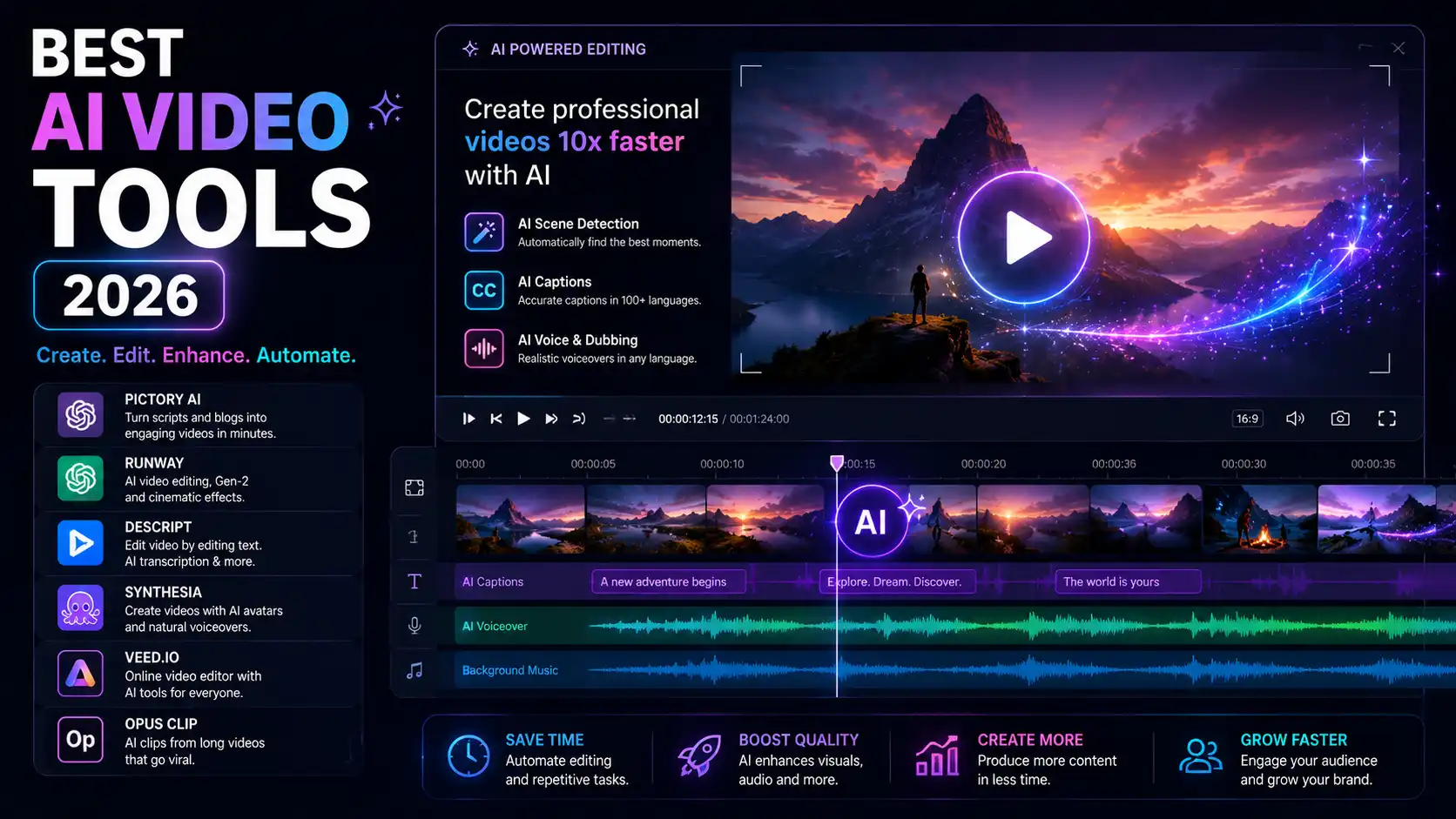 Best AI Video Tools in 2026: Create, Edit, and Publish Faster
