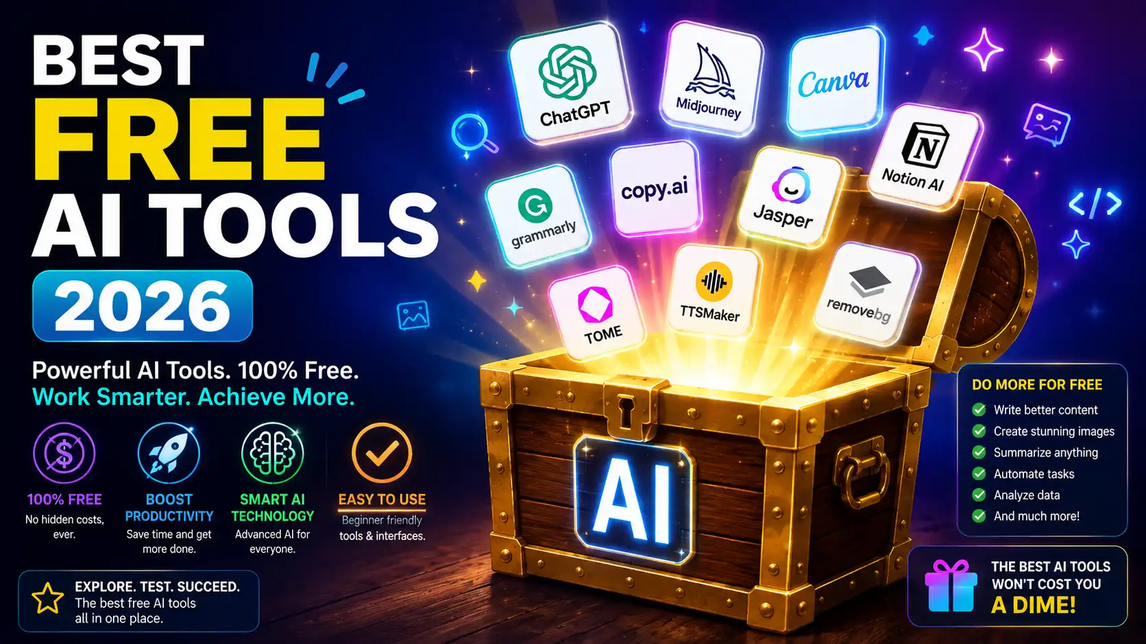 15 Best Free AI Tools in 2026 (No Credit Card Required)